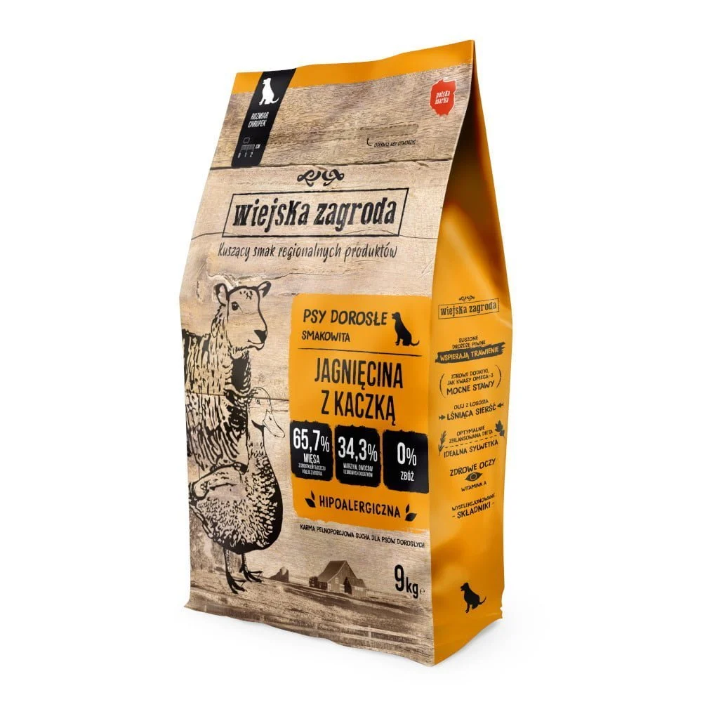 Wiejska Zagroda Jagnięcina z Kaczką 9kg dla dorosłych psów małych ras