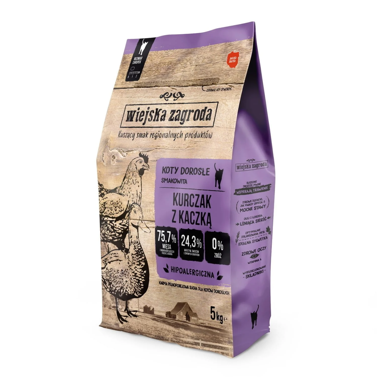Wiejska Zagroda KURCZAK z kaczką 5kg karma dla Kotów