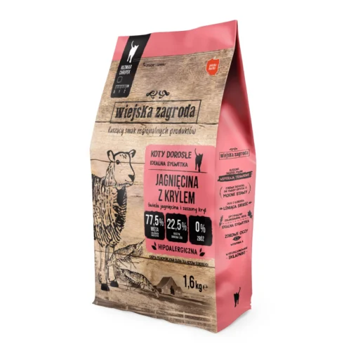 Wiejska Zagroda Jagnięcina z Krylem 1,6kg karma dla KOTÓW sterylizowanych