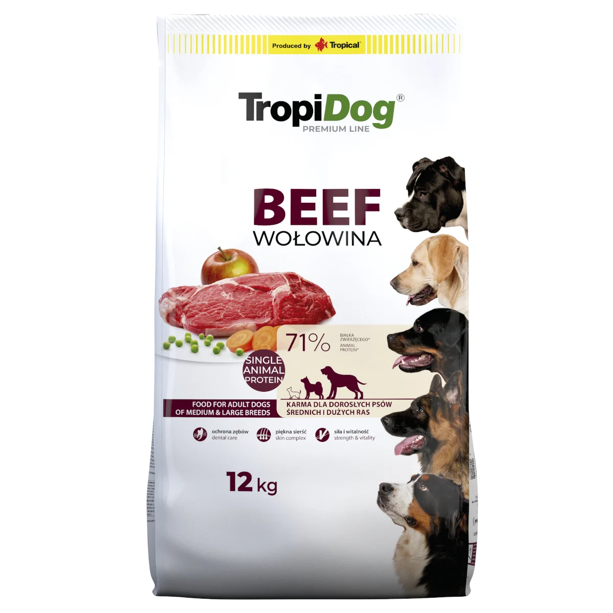 Tropidog BEEF 12kg Adult M/L wołowina Medium Large Breeds