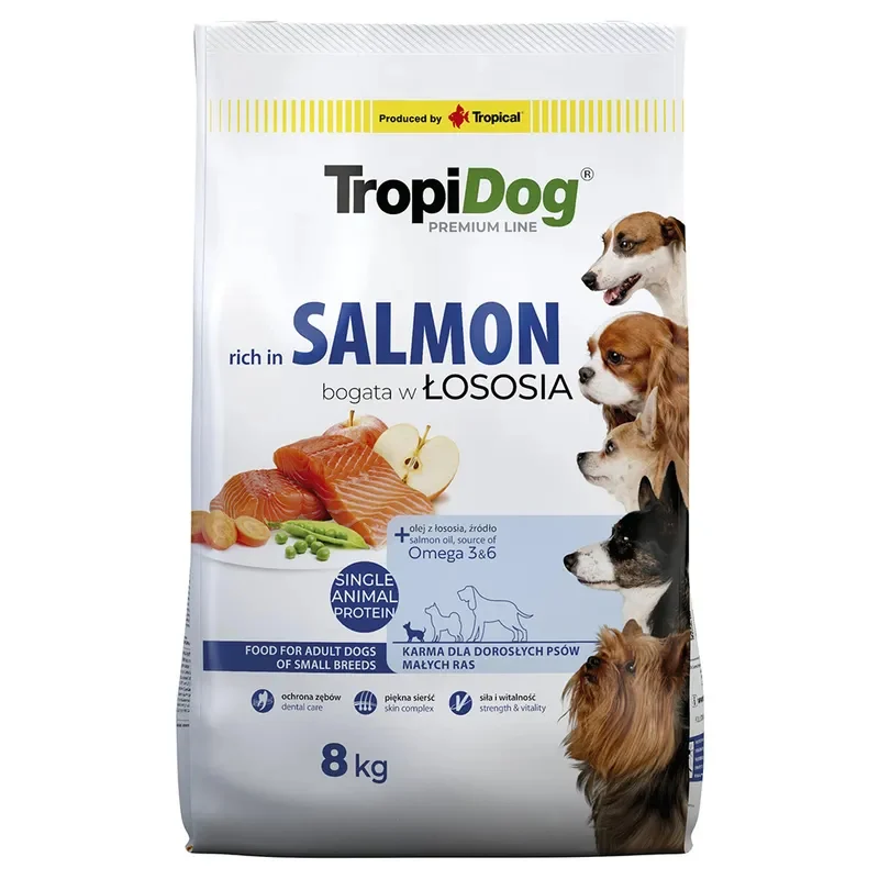 Tropidog SMALL SALMON Rice 8kg Mini Adult łosoś z ryżem
