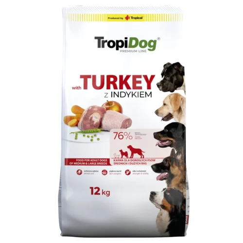 Tropidog Turkey 12kg Adult Medium Large Breeds Premium Indyk z Ryżem