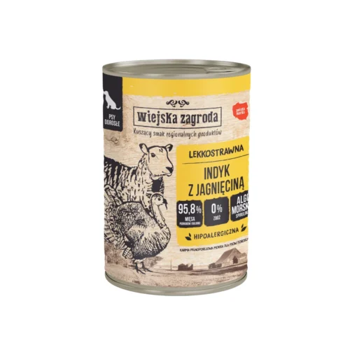 Wiejska Zagroda INDYK z JAGNIĘCINĄ 400g karma w puszce dla psów