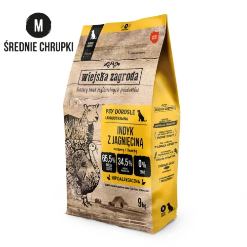 Wiejska Zagroda Indyk z Jagnięciną 9kg chrupki M