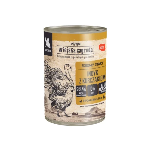 Wiejska Zagroda Indyk z Kurczakiem 400g dla kociąt