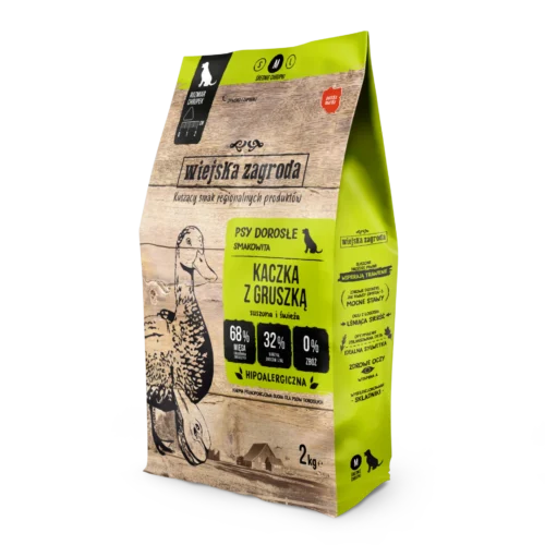 Wiejska Zagroda Kaczka z Gruszką 2kg chrupki M średnie i duże rasy