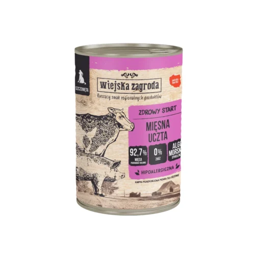 Wiejska Zagroda MIĘSNA UCZTA 400g karma w puszce dla szczeniąt