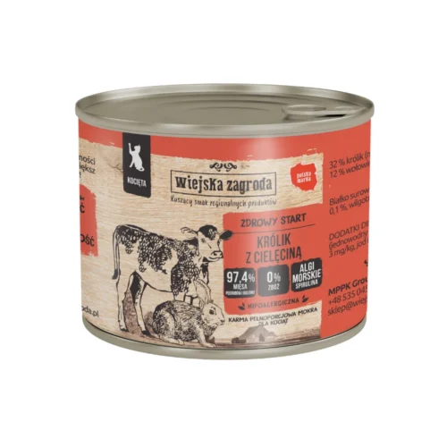 Wiejska Zagroda Królik z Cielęciną 200g dla kociąt