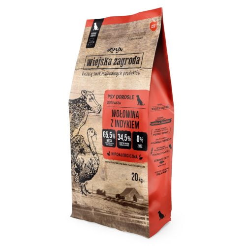 Wiejska Zagroda Wołowina z Indykiem 20kg dla dorosłych psów średnich i dużych ras