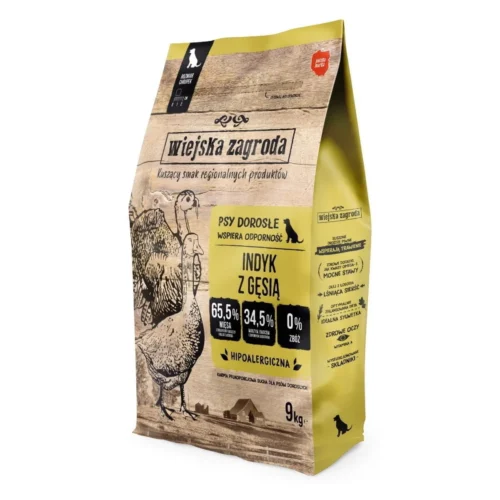 Wiejska Zagroda Indyk z Gęsią 9kg dla dorosłych psów Chrupki M