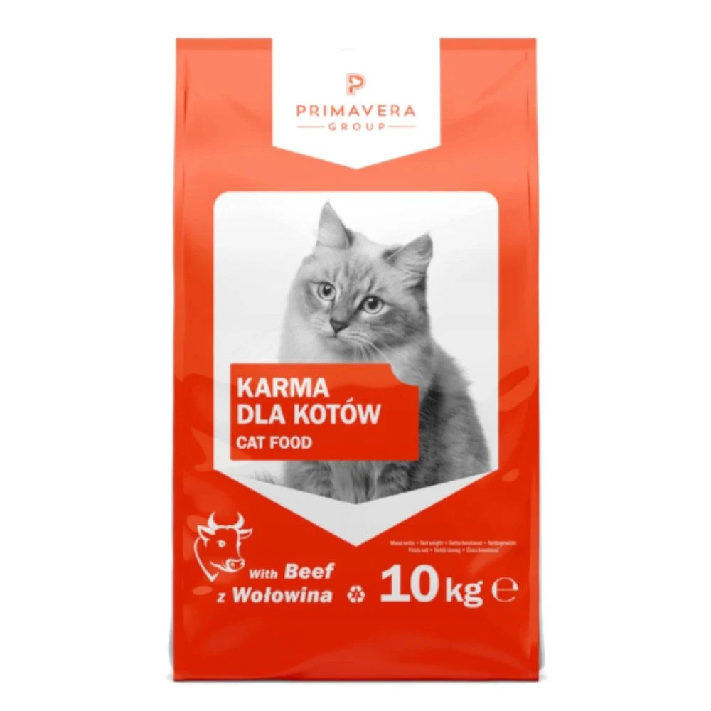 PRIMAVERA Karma dla kota z wołowiną 10kg Pomarańczowa