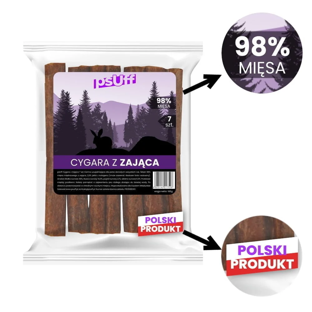 psUff Cygara z Zająca 7szt naturalny gryzak