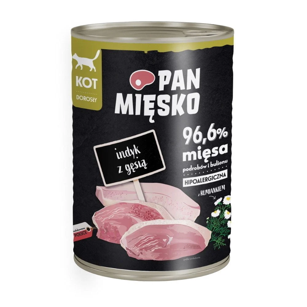 Pan Mięsko Indyk z Gęsią dla kotów 400g puszka