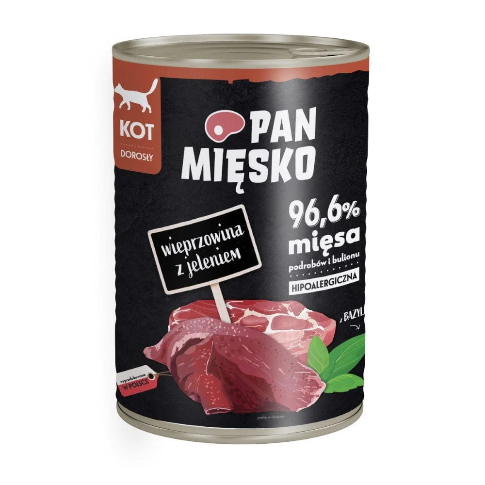 Pan Mięsko Wieprzowina z jeleniem dla kotów 400g puszka