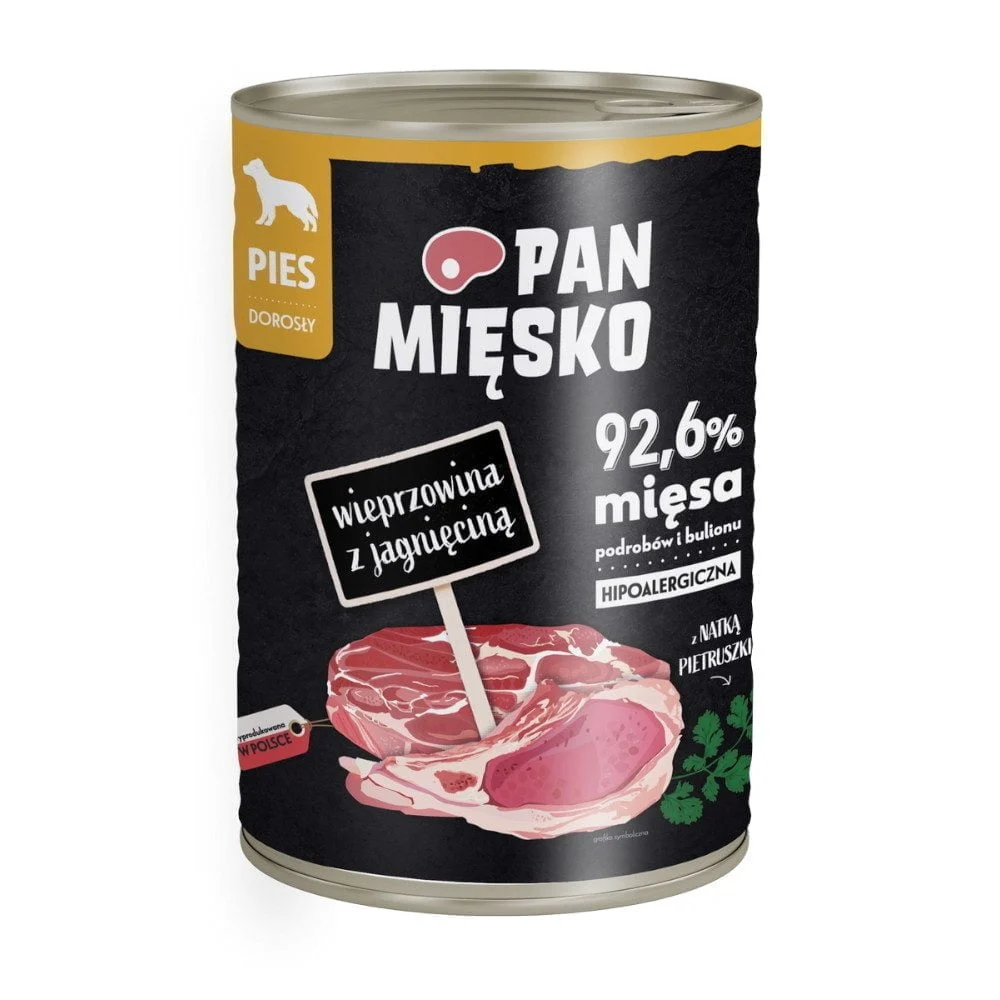 Pan Mięsko 400g Wieprzowina z Jagnięciną puszka dla psa
