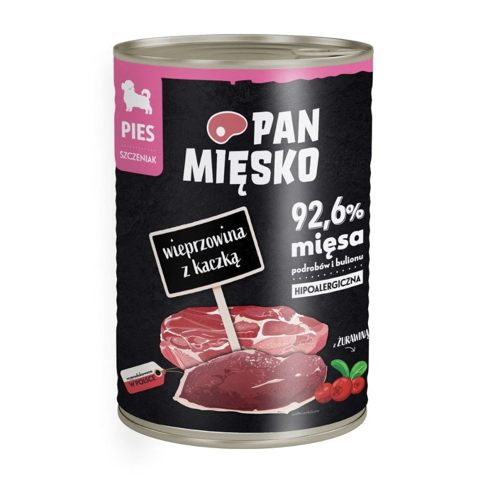 Pan Mięsko 800g Wieprzowina z Kaczką puszka dla szczeniąt