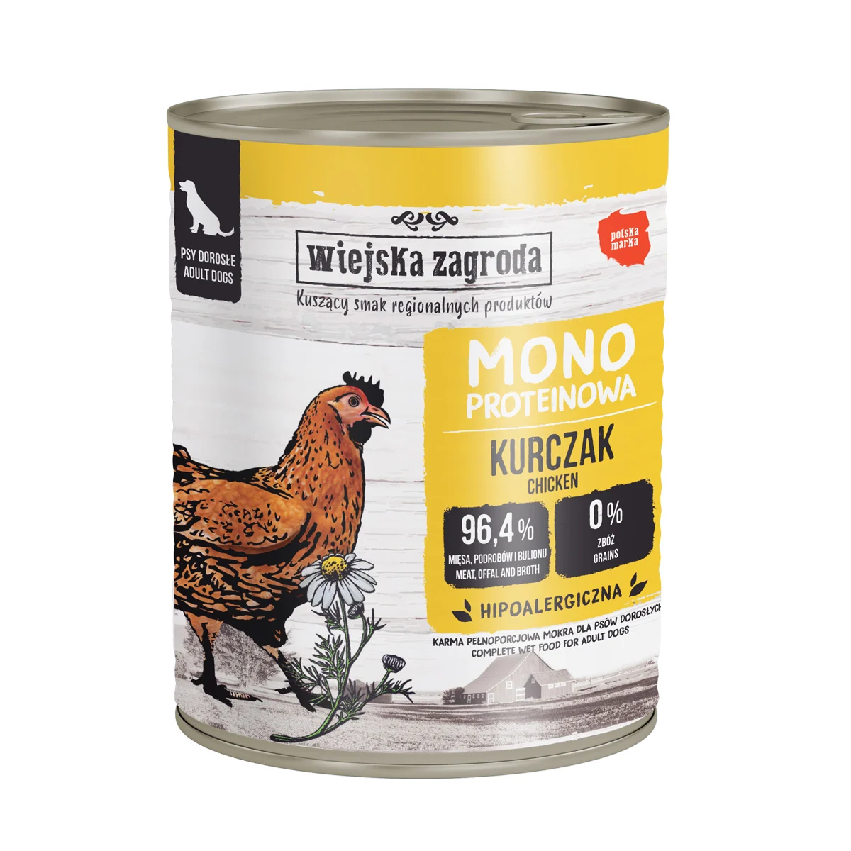 Wiejska Zagroda Monoproteinowa Kurczak 800g karma w puszce dla psów