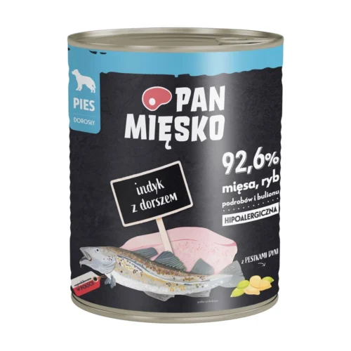 Pan Mięsko 800g Indyk z Dorszem puszka dla psa