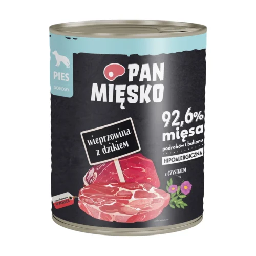 Pan Mięsko 800g Wieprzowina z Dzikiem puszka dla psa