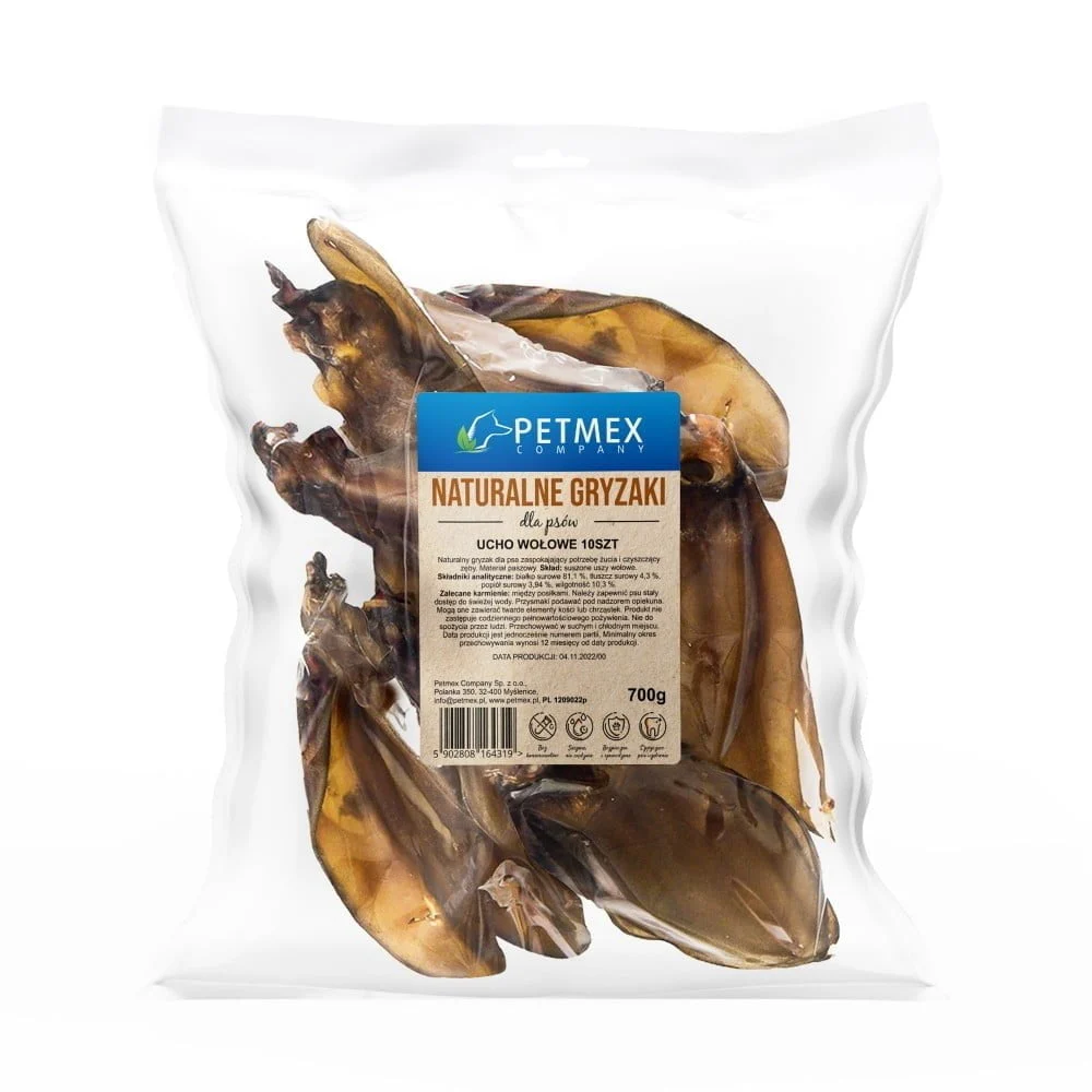PETMEX Ucho Wołowe Pełne Gryzak Naturalny 10szt
