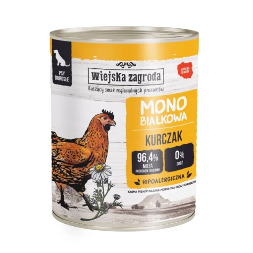 Wiejska Zagroda Monobiałkowa Kurczak 800g karma w puszce dla psów