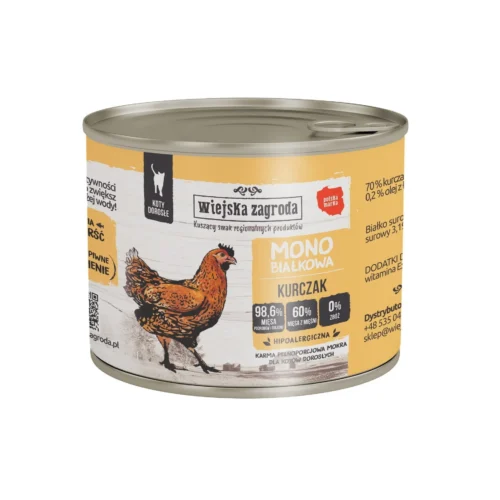 Wiejska Zagroda Monobiałkowa Kurczak dla kotów 200g puszka