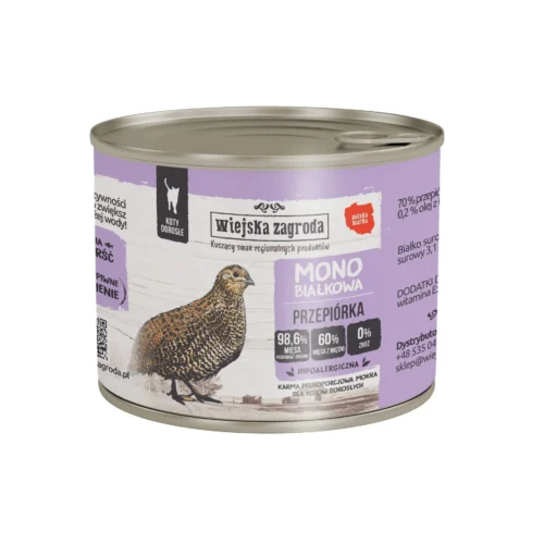 Wiejska Zagroda Monobiałkowa Przepiórka dla kotów 200g puszka