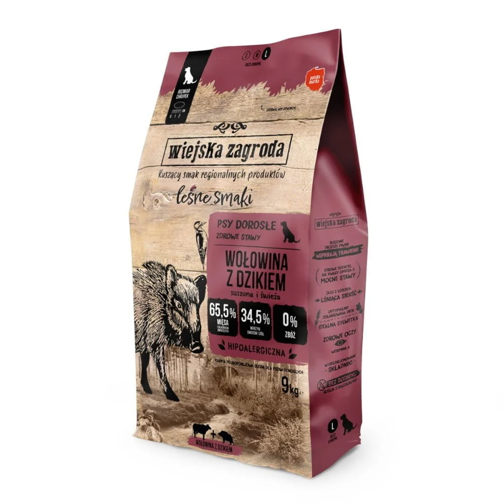 Wiejska Zagroda LEŚNE SMAKI Wołowina z Dzikiem 9kg dla psa