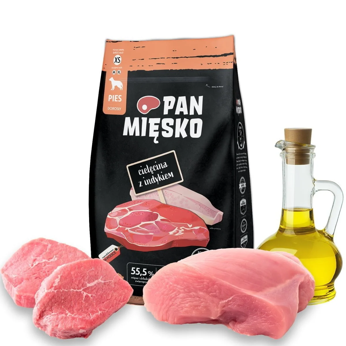 Pan Mięsko Cielęcina z Indykiem 9kg chrupki XS