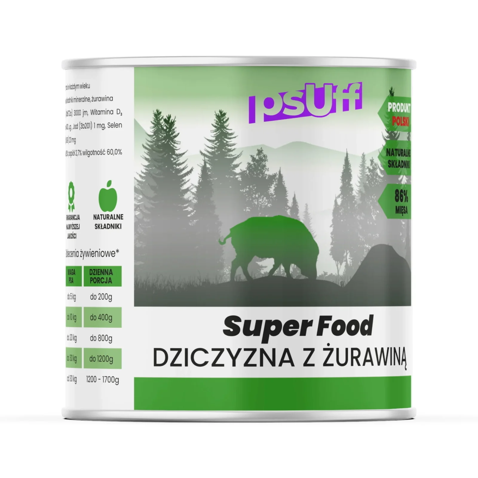 psUff Super Food Dziczyzna z żurawiną 850g