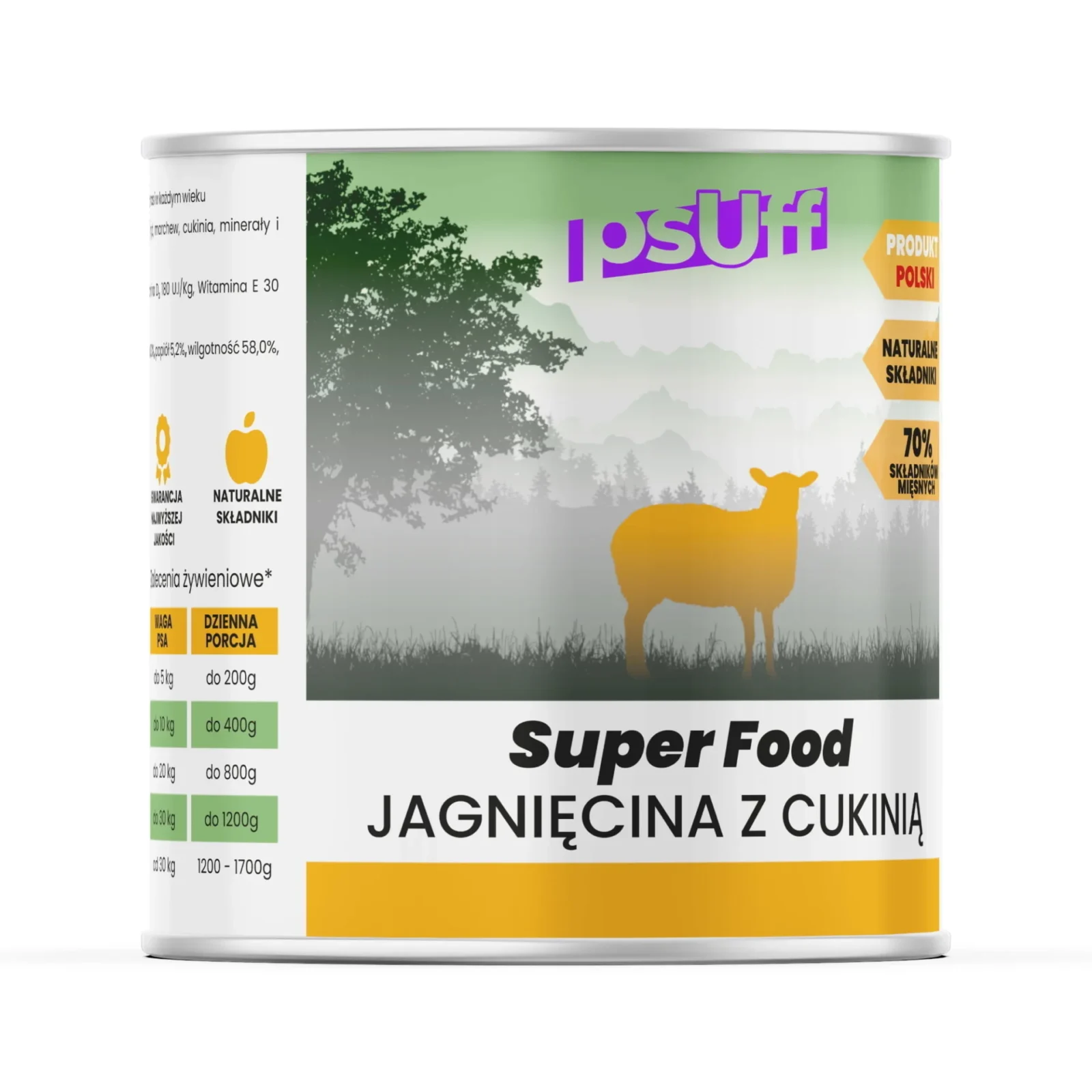 psUff Super Food Jagnięcina z cukinią 850g