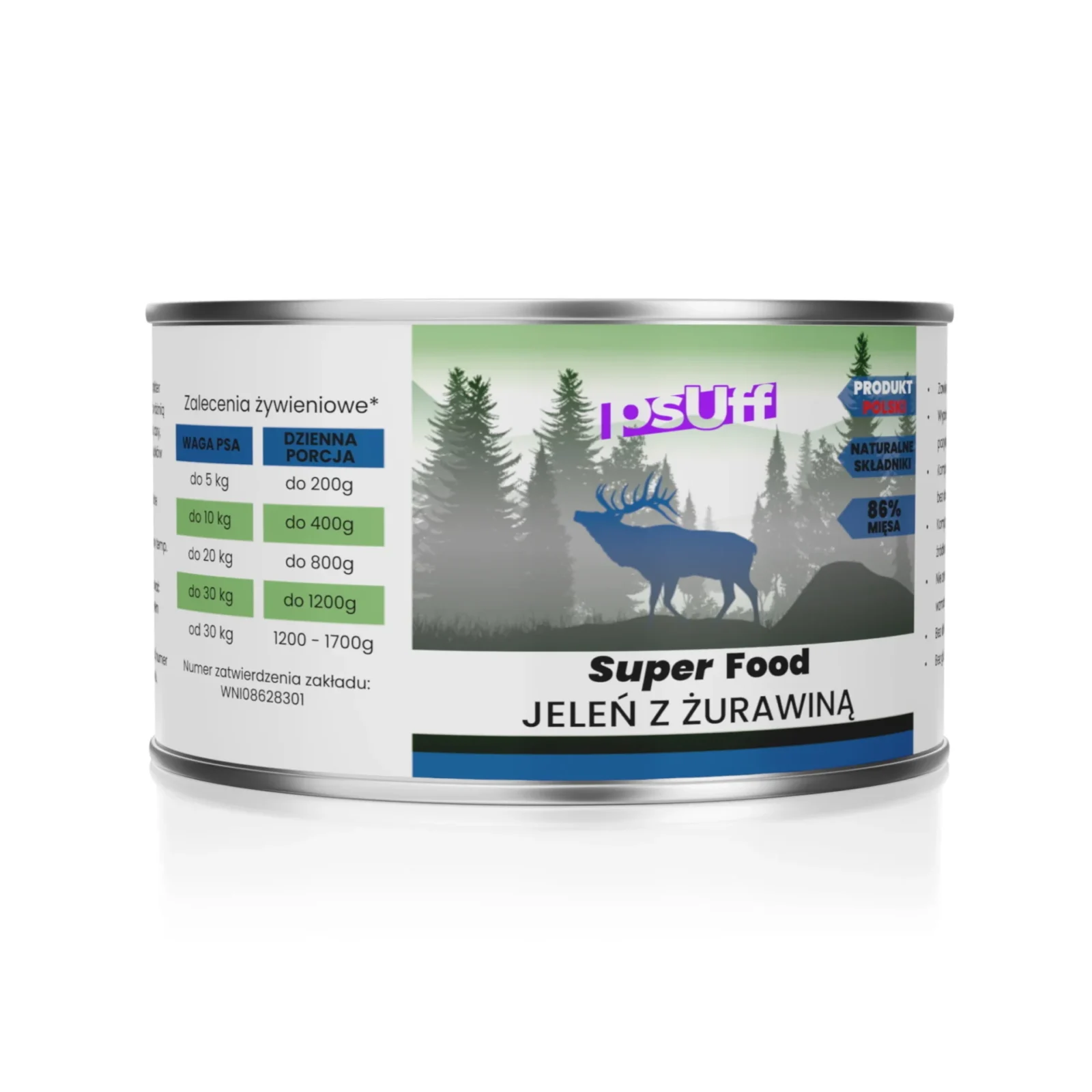 psUff Super Food Jeleń z żurawiną 410g