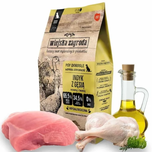 Wiejska Zagroda Indyk z Gęsią 2kg dla dorosłych psów chrupki L
