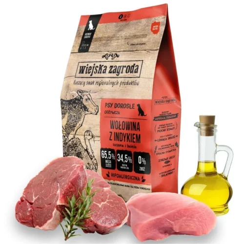 Wiejska Zagroda Wołowina z Indykiem 2kg dla dorosłych psów małych ras chrupki S