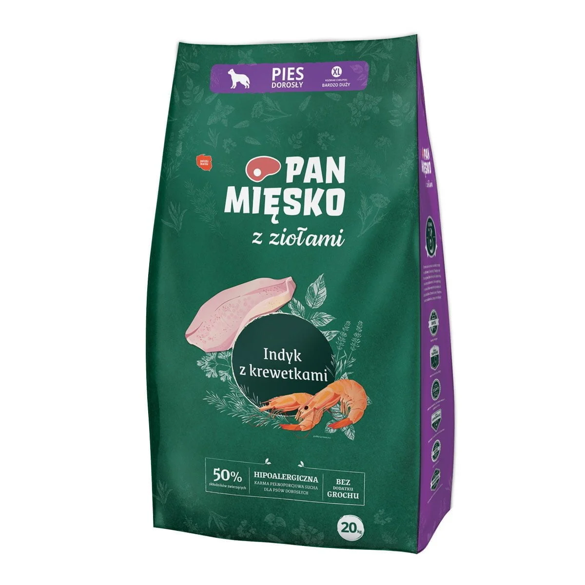 Pan Mięsko z Ziołami 20kg Indyk z Krewetkami Chrupki XL
