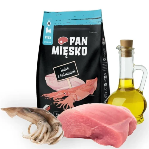 PAN MIĘSKO Indyk z Kalmarami 9kg dla szczeniąt Chrupki M