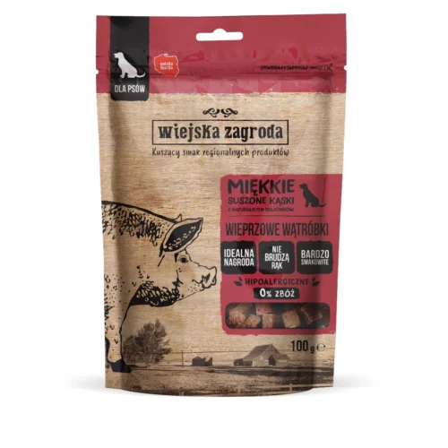 WIEJSKA ZAGRODA Wieprzowe Wątróbki 100g kąski przysmak dla psa