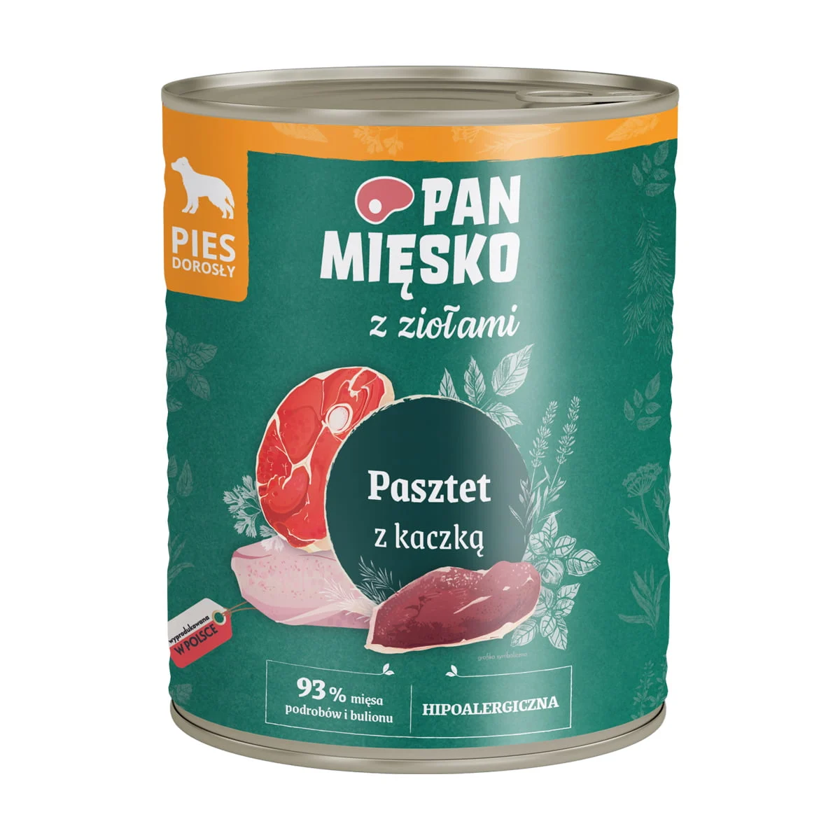 Pan Mięsko z Ziołami 800g Pasztet z kaczką puszka dla psa