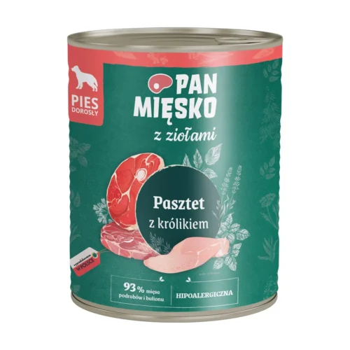 Pan Mięsko z Ziołami 800g Pasztet z królikiem puszka dla psa