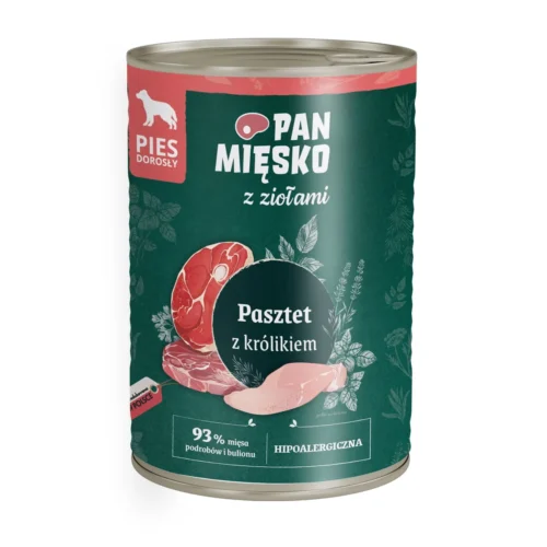 Pan Mięsko z Ziołami 400g Pasztet z królikiem puszka dla psa