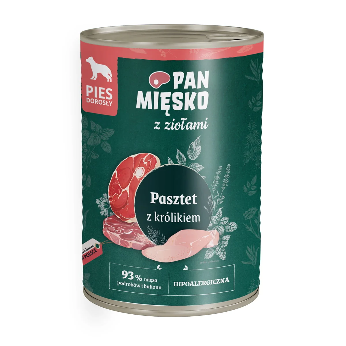 Pan Mięsko z Ziołami 400g Pasztet z królikiem puszka dla psa