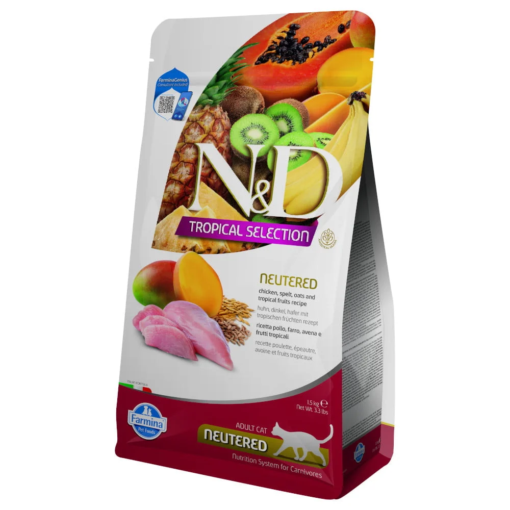 ND Tropical Selection NEUTERED Chicken 1,5kg Spelt Oats Adult CAT Farmina