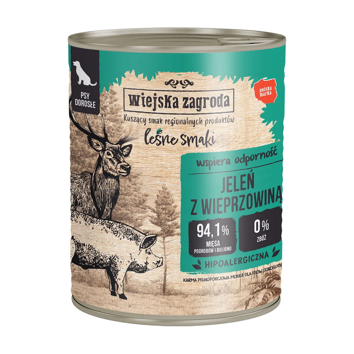 Wiejska Zagroda Leśne Smaki Jeleń z wieprzowiną 800g mokra karma dla psów