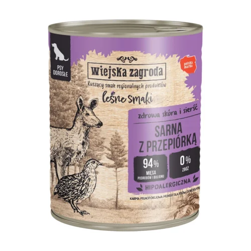 Wiejska Zagroda Leśne Smaki Sarna z Przepiórką 800g mokra karma dla psa