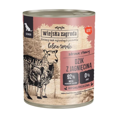 Wiejska Zagroda Leśne Smaki Dzik z jagnięciną 800g mokra karma dla Seniorów