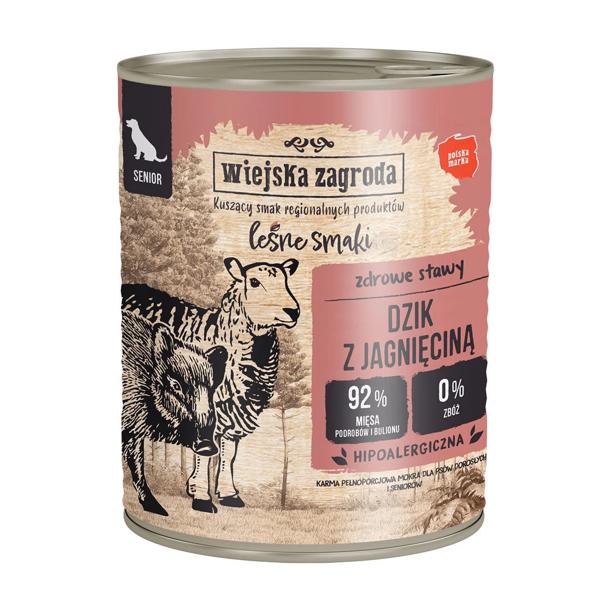 Wiejska Zagroda Leśne Smaki Dzik z jagnięciną 800g mokra karma dla Seniorów