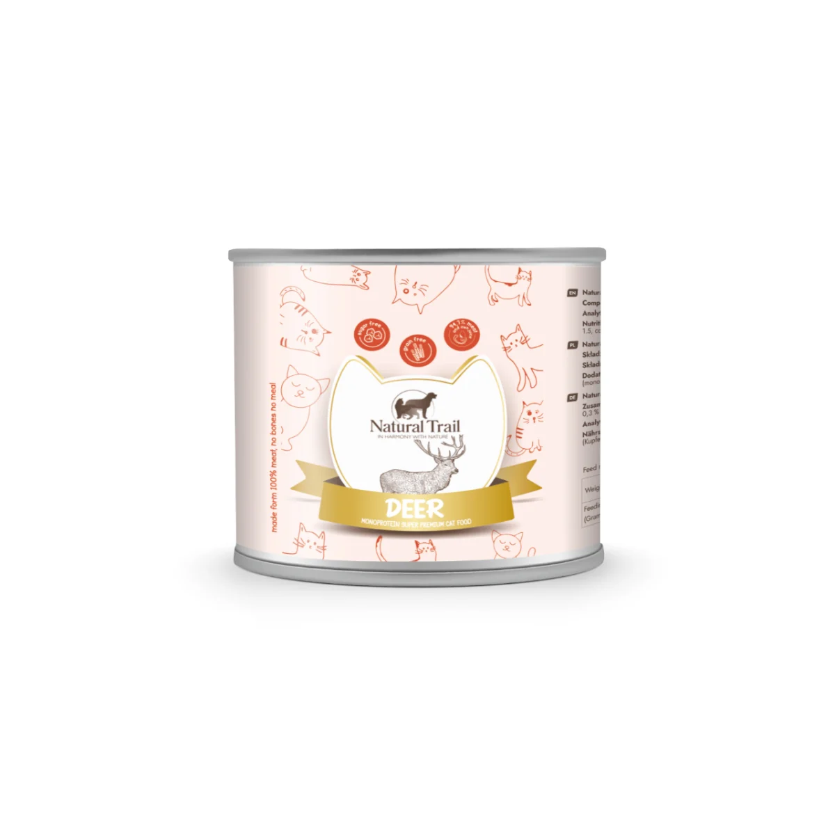 Natural Trail Cat Monoprotein Deer 185g z Jeleniem dla Kotów