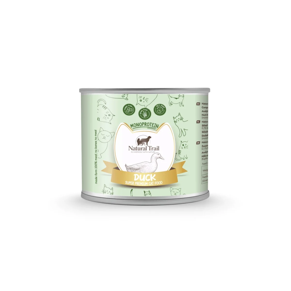 Natural Trail Cat Monoprotein Duck 185g z Kaczką dla Kotów