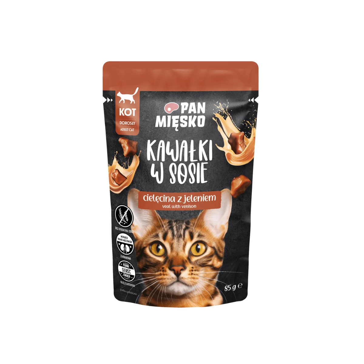 Pan Mięsko Kawałki w sosie Cielęcina z Jeleniem 85g Karma mokra dla kota