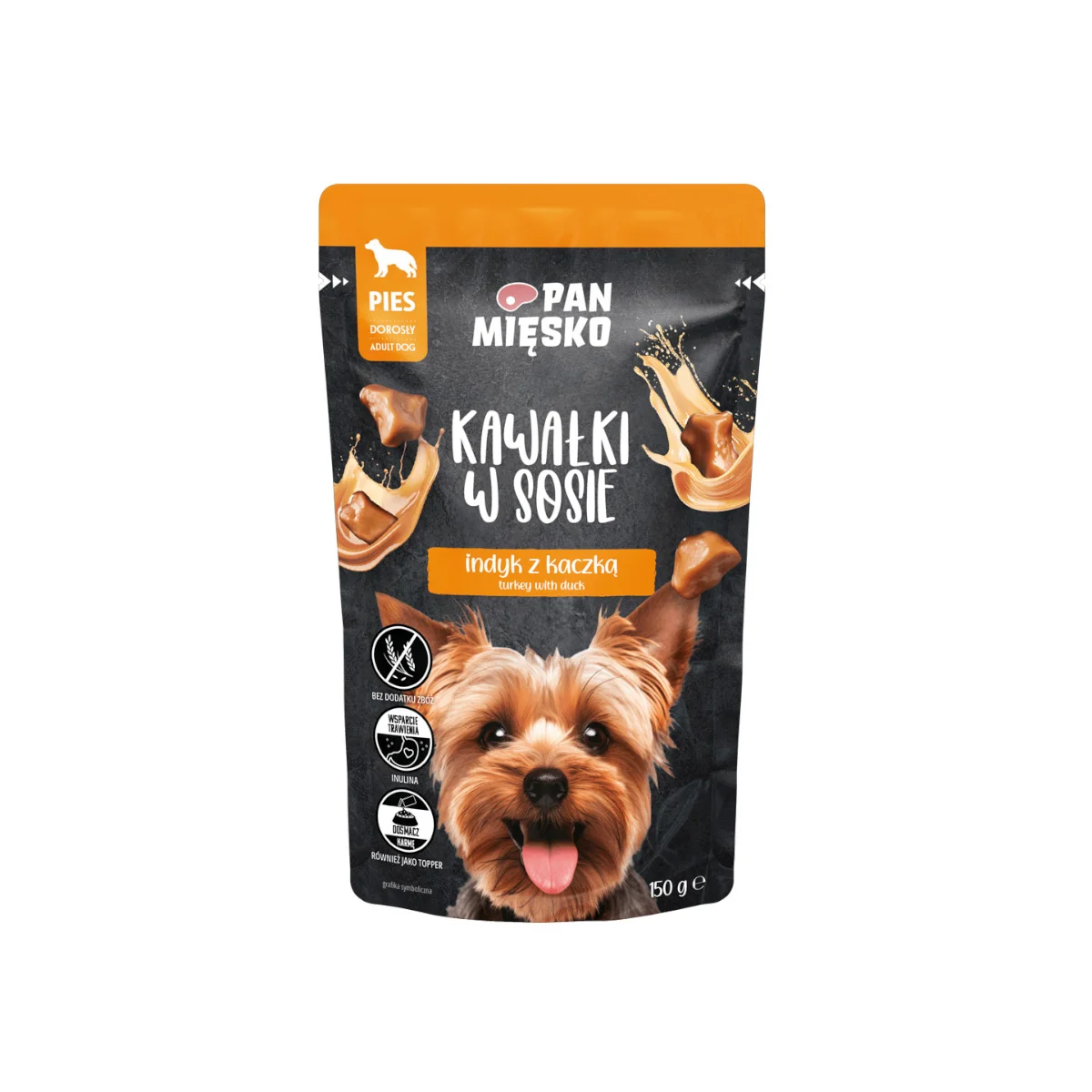 Pan Mięsko Kawałki w sosie Indyk z Kaczką 150g Karma mokra dla psa